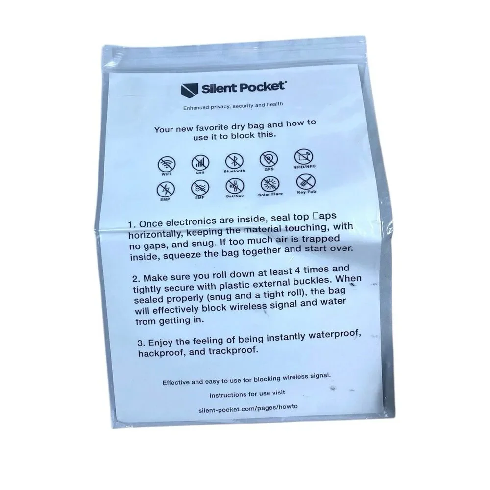 NEW Silent Pocket SLNT Waterproof 2.5 Liter Faraday Dry Bag Military-Grade Nylon